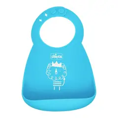 Bavaglino Silicone Con Tasca Blu