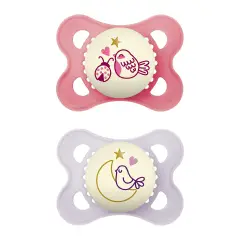 Succhietto Night Silicone Circular PP 2 Pezzi, 2-6 Mesi Bambina