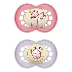 Succhietto Night Silicone Circular PP 2 Pezzi, +6 Mesi Bambina