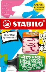 Evidenziatori Stabilo Boss Mini by Snooze One, Astuccio 3 Pennarelli Rosa, Verde, Arancione