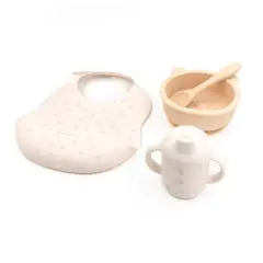 Bamboom Set Baby in Silicone Tulips - Bavaglino Scodella Cucchiaio Bicchiere con Beccuccio -
