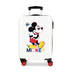 Valigia Trolley Mickey 3D 55cm ABS Bianco 4 Ruote Rigide
