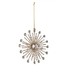 Pendaglio Fiocco Di Neve Natalizio 15x15 cm Oro