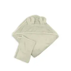 Asciugamano Neonato Bamboom Con Orecchie-Guanto e Cappuccio 75x75 Oyster Grey