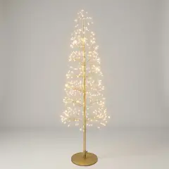 Albero di Natale Faggio Slim 438 LED, Altezza 90 cm, Finitura Oro
