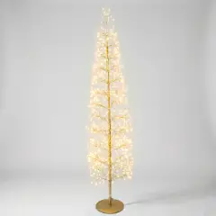 Albero di Natale Faggio Slim 1080 LED, Altezza 180 cm, Finitura Oro