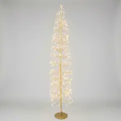 Albero di Natale Faggio Slim 1224 LED, Altezza 210 cm, Finitura Oro