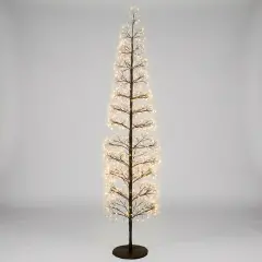 Albero di Natale Faggio Slim 1080 LED, Altezza 180 cm, Finitura Nero
